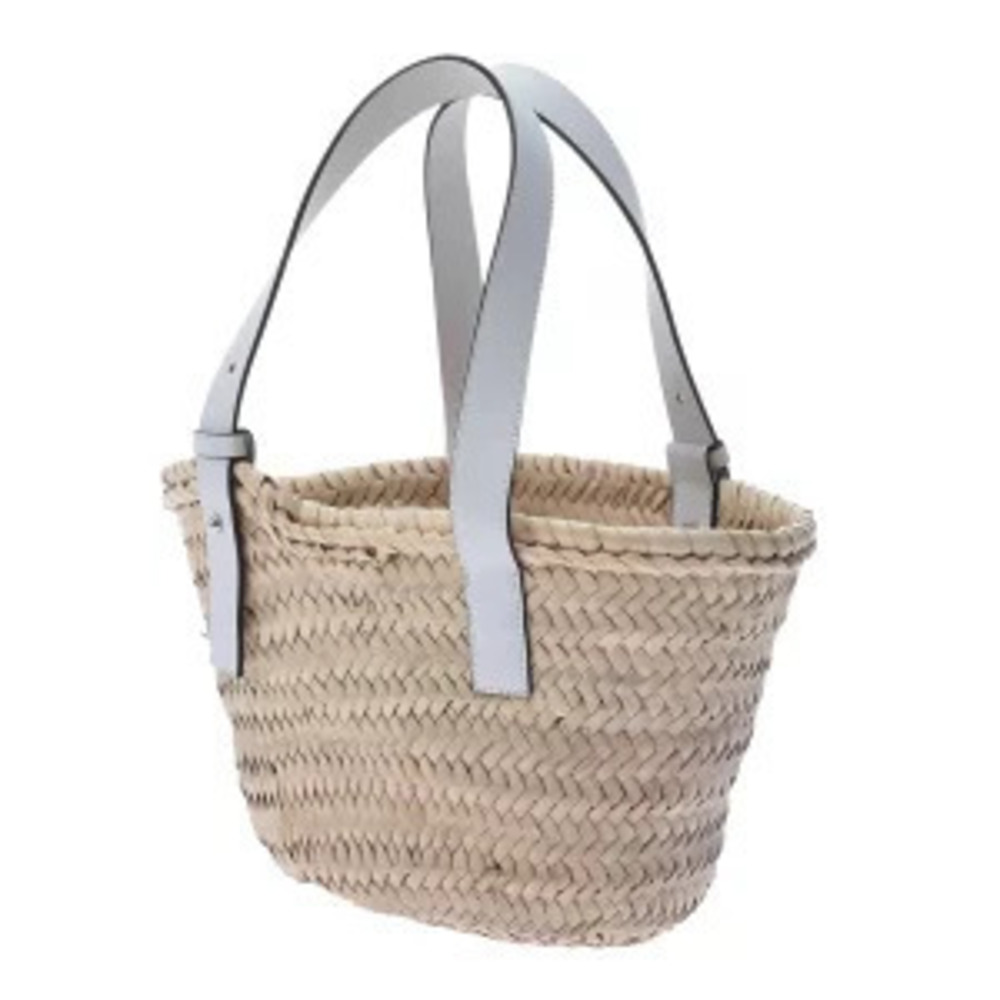Loewe Basket Bag White Raffia Handbag Calfskin